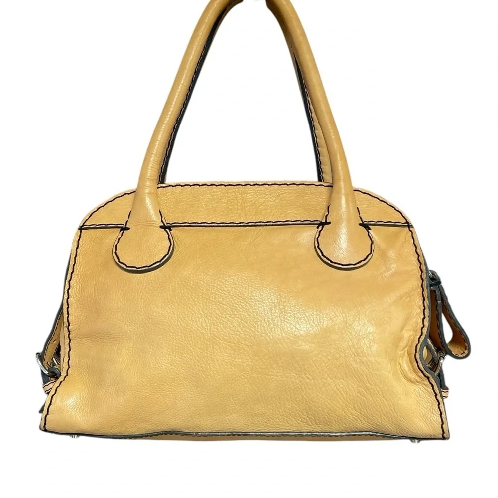 CHLOE Satchel Tote Purse Camel Brown Leather Buttery Pebbled Leather Luxury
